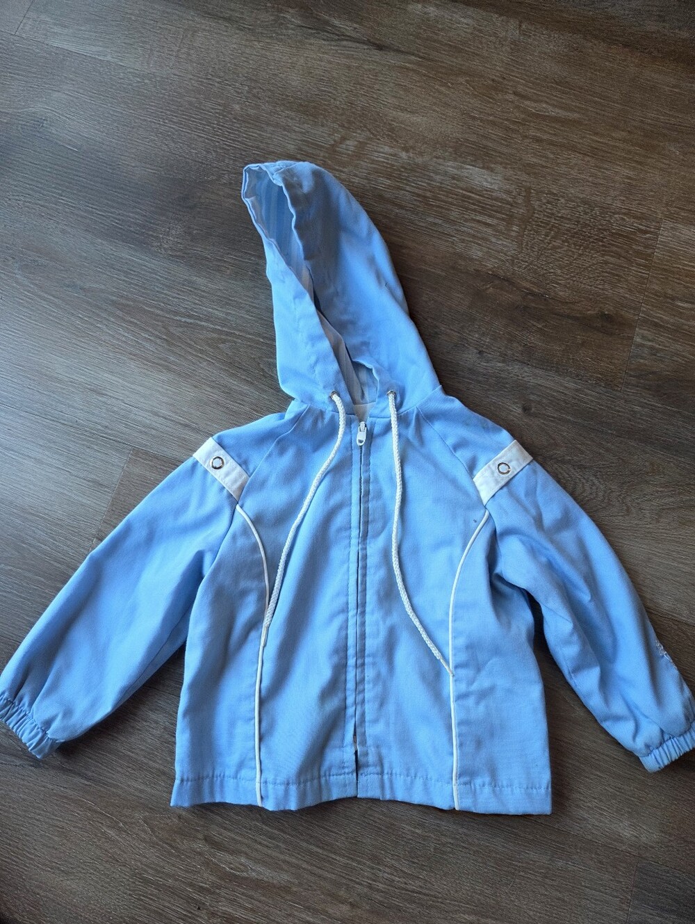 Vintage 70s 80s Disney Winnie the Pooh Light Blue Hooded Jacket 12 Months